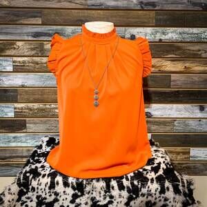NEW LILY CLOTHING women's temperament solid color shirt top in orange